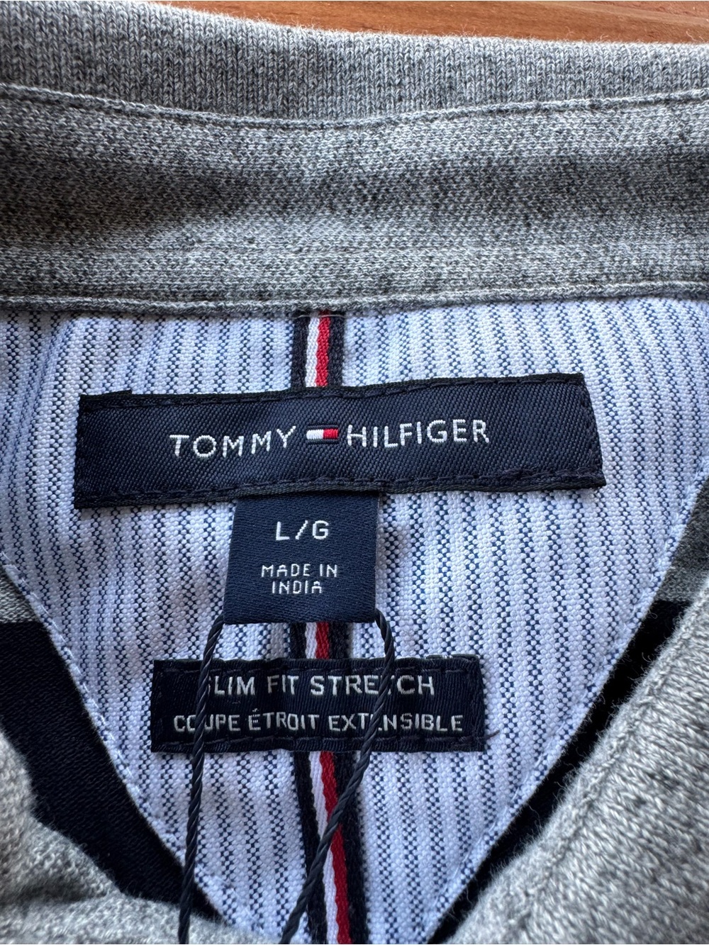 Tommy Hilfiger Men's Navy & Gray Wide Stripe Polo